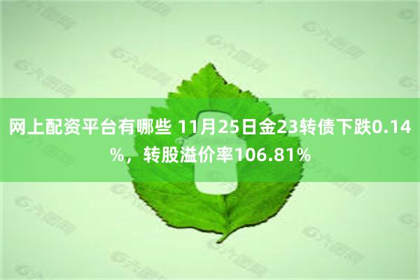 网上配资平台有哪些 11月25日金23转债下跌0.14%，转股溢价率106.81%