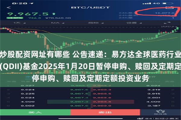 炒股配资网址有哪些 公告速递：易方达全球医药行业混合发起式(QDII)基金2025年1月20日暂停申购、赎回及定期定额投资业务