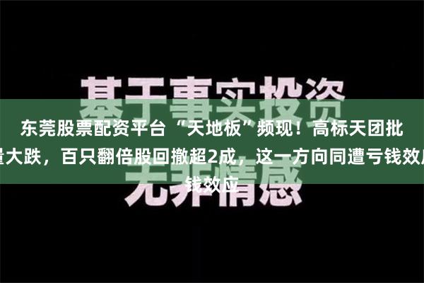 东莞股票配资平台 “天地板”频现！高标天团批量大跌，百只翻倍股回撤超2成，这一方向同遭亏钱效应